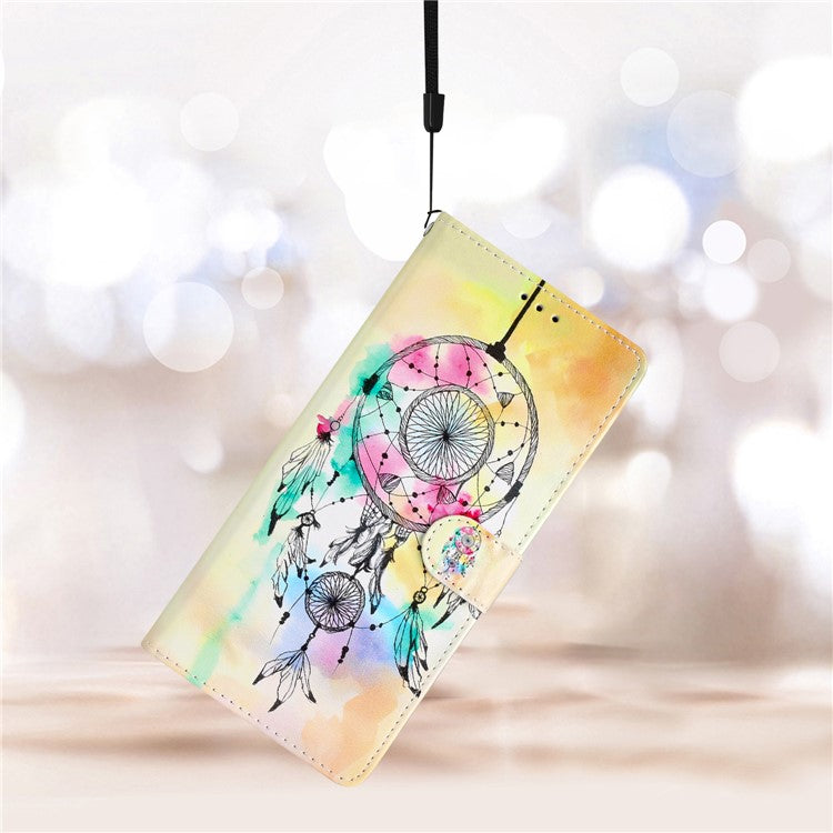For Samsung Galaxy S25 Edge Wallet Case PU Leather Pattern Printing Stand Phone Cover with Strap - Wind Chime