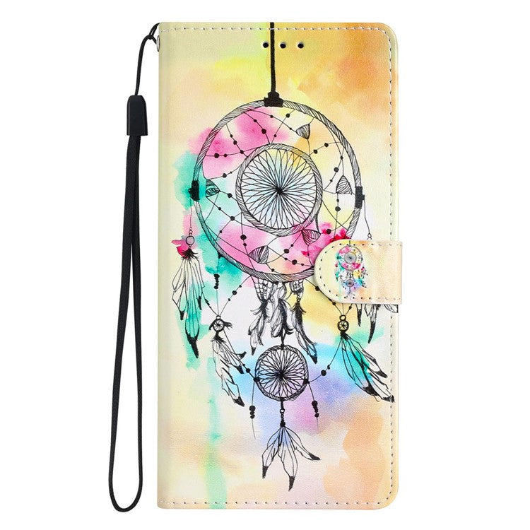 For Samsung Galaxy S25 Edge Wallet Case PU Leather Pattern Printing Stand Phone Cover with Strap - Wind Chime