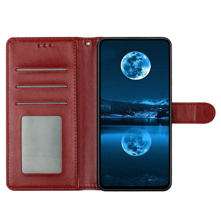 For Samsung Galaxy S25 Edge Leather Case Wallet Stand Phone Cover with Handy Strap - Red