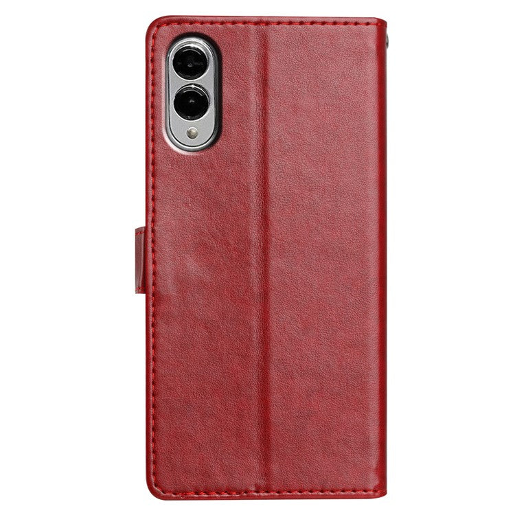 For Samsung Galaxy S25 Edge Leather Case Wallet Stand Phone Cover with Handy Strap - Red