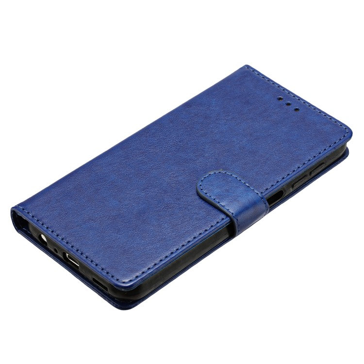For Samsung Galaxy S25 Edge Leather Case Wallet Stand Phone Cover with Handy Strap - Blue