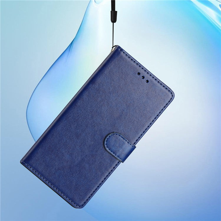 For Samsung Galaxy S25 Edge Leather Case Wallet Stand Phone Cover with Handy Strap - Blue