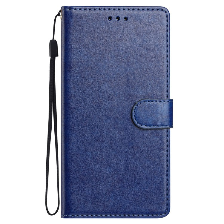 For Samsung Galaxy S25 Edge Leather Case Wallet Stand Phone Cover with Handy Strap - Blue