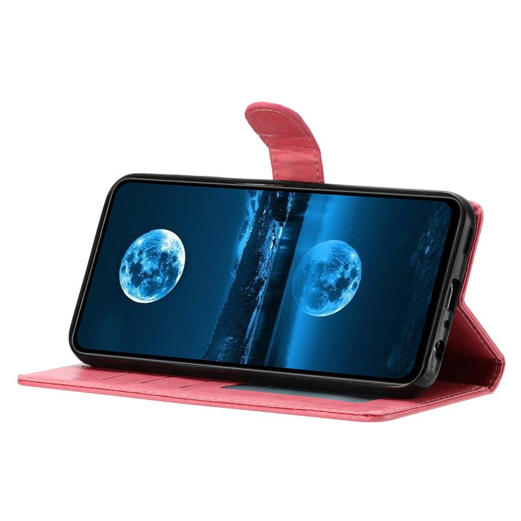 For Samsung Galaxy S25 Edge Leather Case Wallet Stand Phone Cover with Handy Strap - Pink