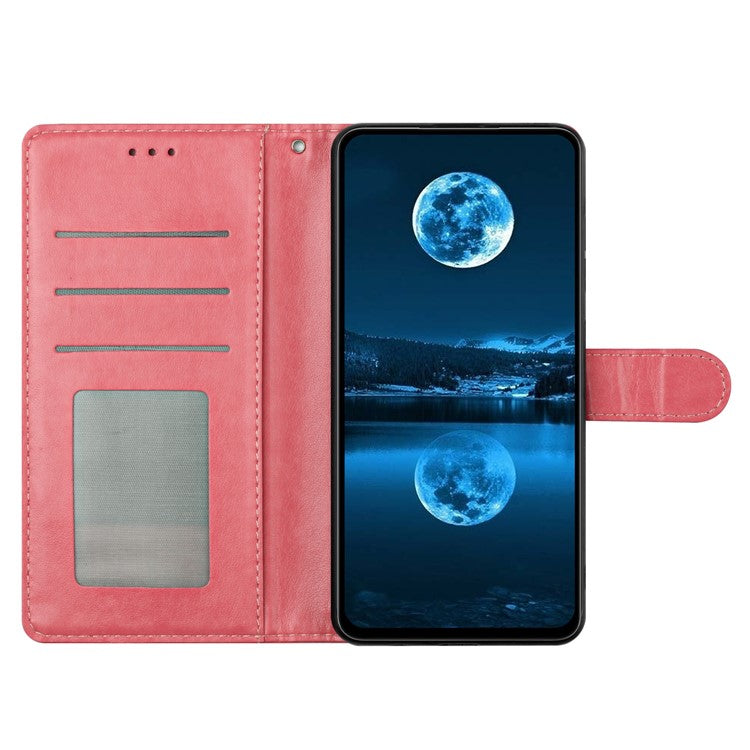 For Samsung Galaxy S25 Edge Leather Case Wallet Stand Phone Cover with Handy Strap - Pink