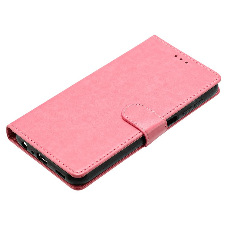 For Samsung Galaxy S25 Edge Leather Case Wallet Stand Phone Cover with Handy Strap - Pink