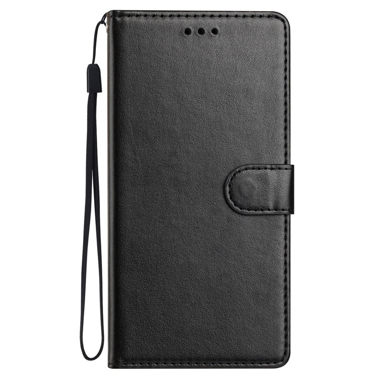 For Oppo Reno13 Pro 5G Leather Case Wallet Stand Phone Cover with Handy Strap - Black