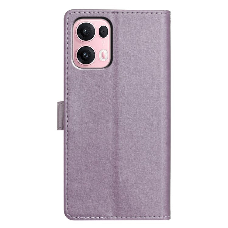 For Oppo Reno13 Pro 5G Leather Case Wallet Stand Phone Cover with Handy Strap - Purple