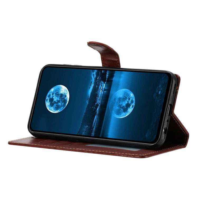For Oppo Reno13 Pro 5G Leather Case Wallet Stand Phone Cover with Handy Strap - Brown