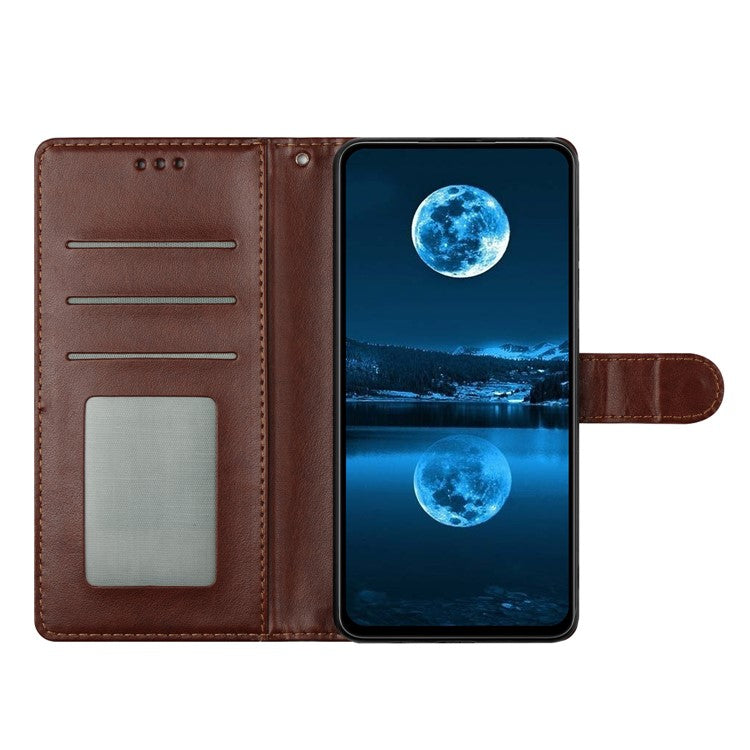 For Oppo Reno13 Pro 5G Leather Case Wallet Stand Phone Cover with Handy Strap - Brown