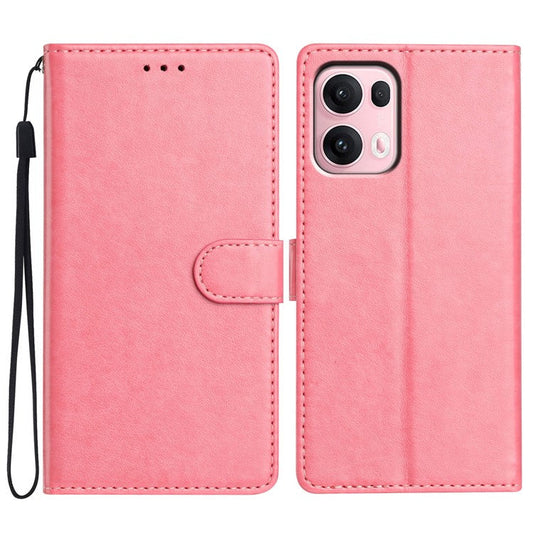 For Oppo Reno13 Pro 5G Leather Case Wallet Stand Phone Cover with Handy Strap - Pink