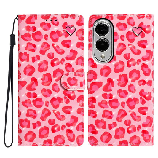 For Samsung Galaxy S25 Edge Case PU Leather Wallet Phone Cover 3D Pattern Printing - Pink Leopard Print