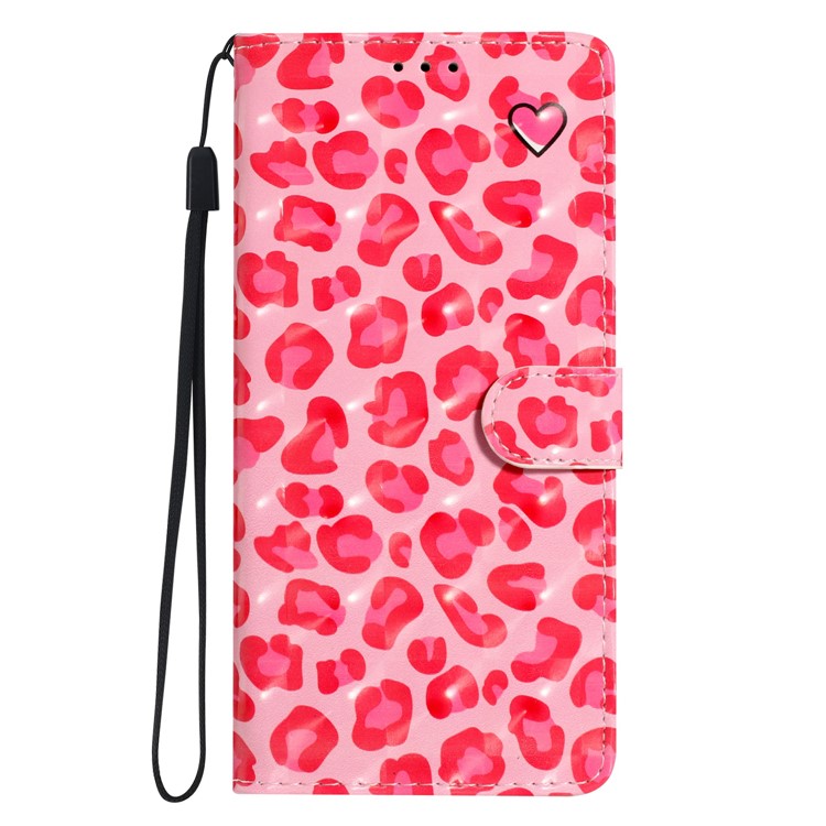 For Samsung Galaxy S25 Edge Case PU Leather Wallet Phone Cover 3D Pattern Printing - Pink Leopard Print