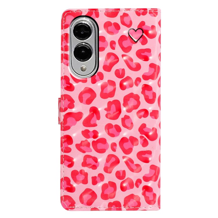 For Samsung Galaxy S25 Edge Case PU Leather Wallet Phone Cover 3D Pattern Printing - Pink Leopard Print