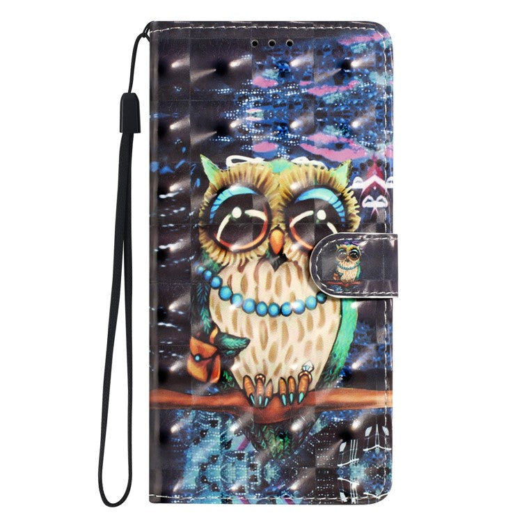 For Samsung Galaxy S25 Edge Case PU Leather Wallet Phone Cover 3D Pattern Printing - Owl