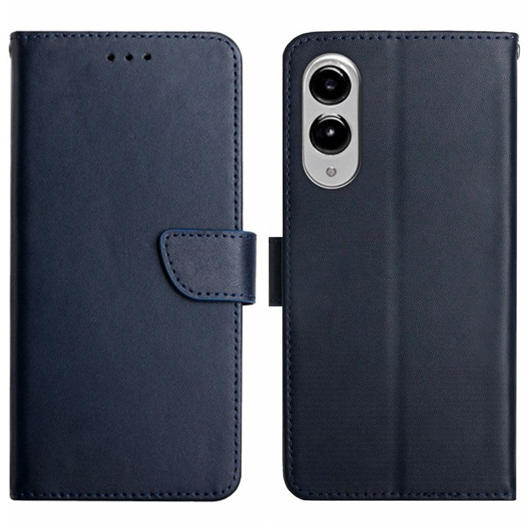 For Samsung Galaxy S25 Edge Case Genuine Cow Leather Phone Cover Nappa Texture - Blue