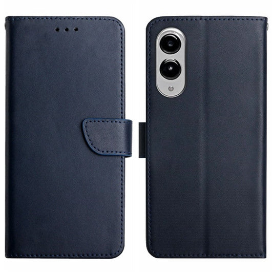 For Samsung Galaxy S25 Edge Case Genuine Cow Leather Phone Cover Nappa Texture - Blue