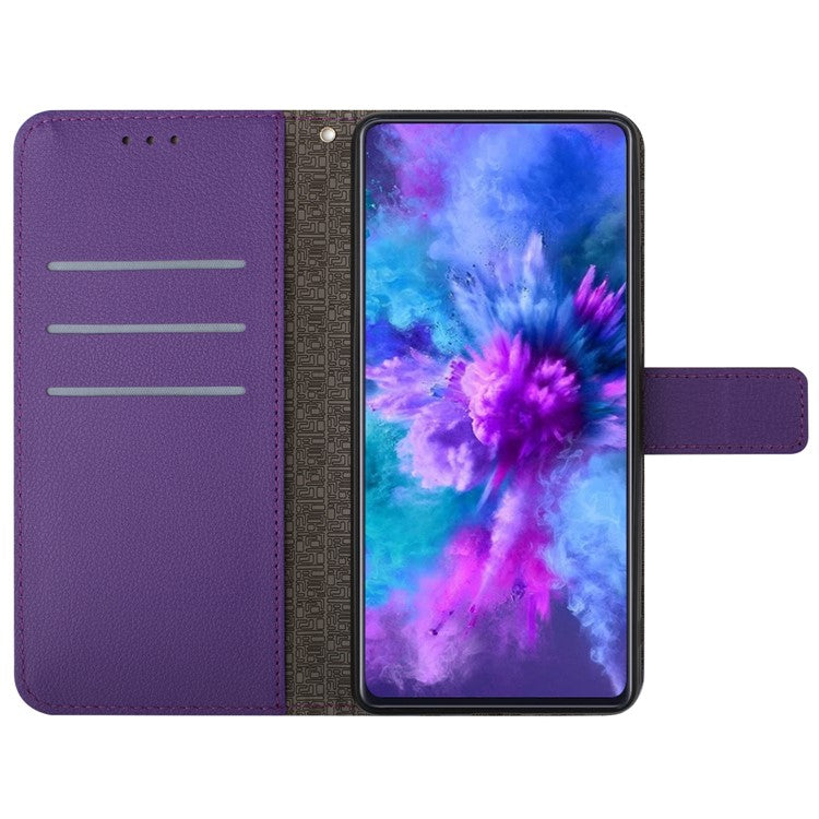 For Samsung Galaxy S25 Edge Wallet Phone Case Imprint PU Leather Flip Folio Cover - Dark Purple