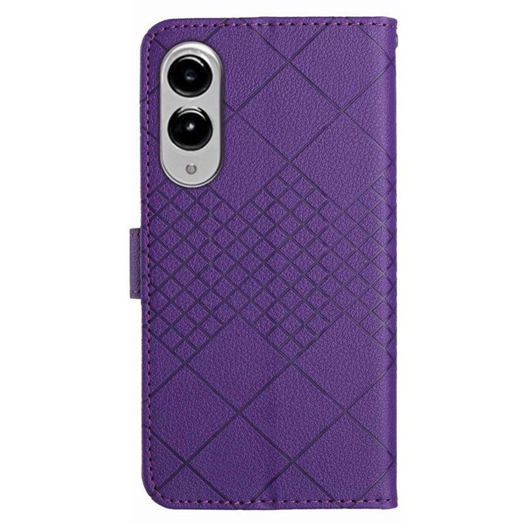 For Samsung Galaxy S25 Edge Wallet Phone Case Imprint PU Leather Flip Folio Cover - Dark Purple