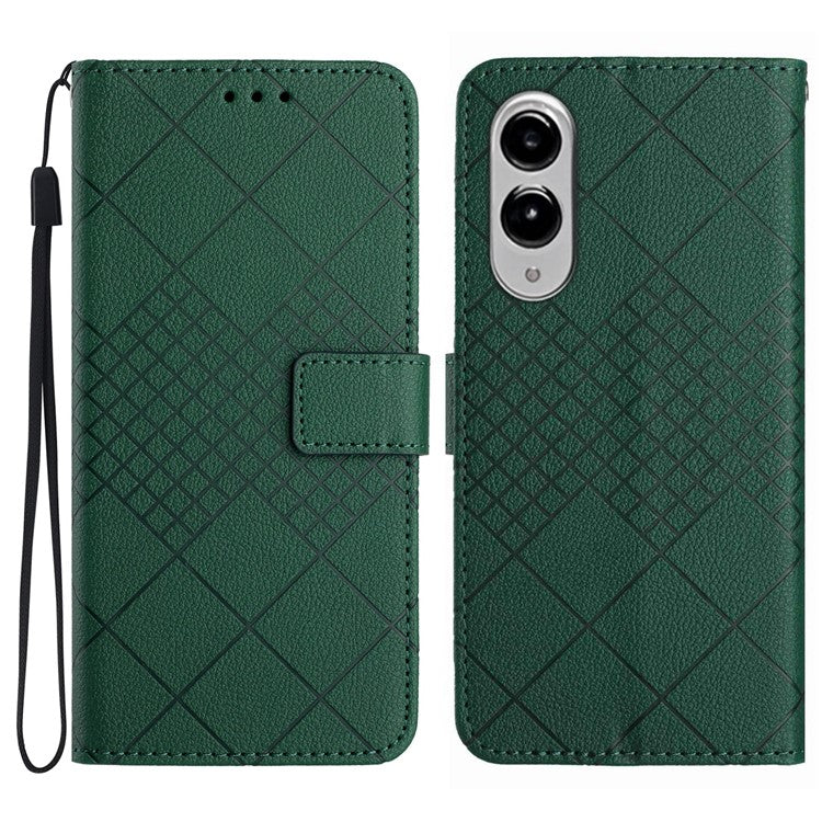 For Samsung Galaxy S25 Edge Wallet Phone Case Imprint PU Leather Flip Folio Cover - Green