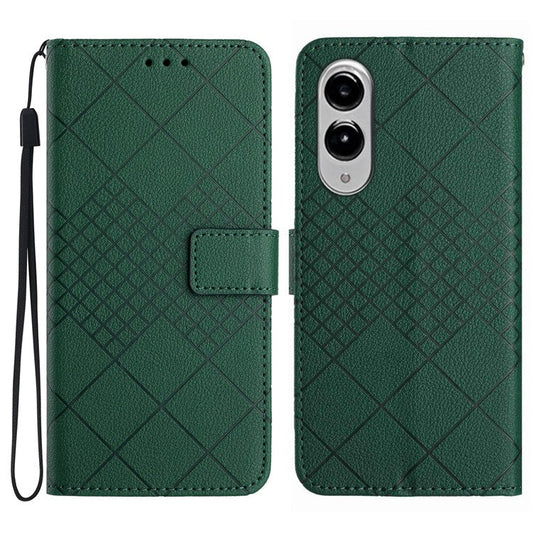 For Samsung Galaxy S25 Edge Wallet Phone Case Imprint PU Leather Flip Folio Cover - Green