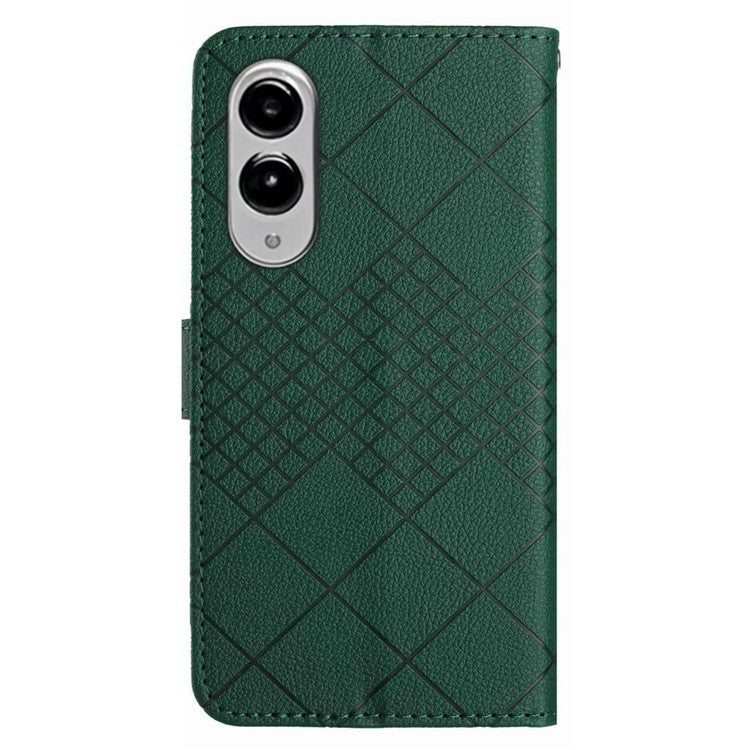 For Samsung Galaxy S25 Edge Wallet Phone Case Imprint PU Leather Flip Folio Cover - Green