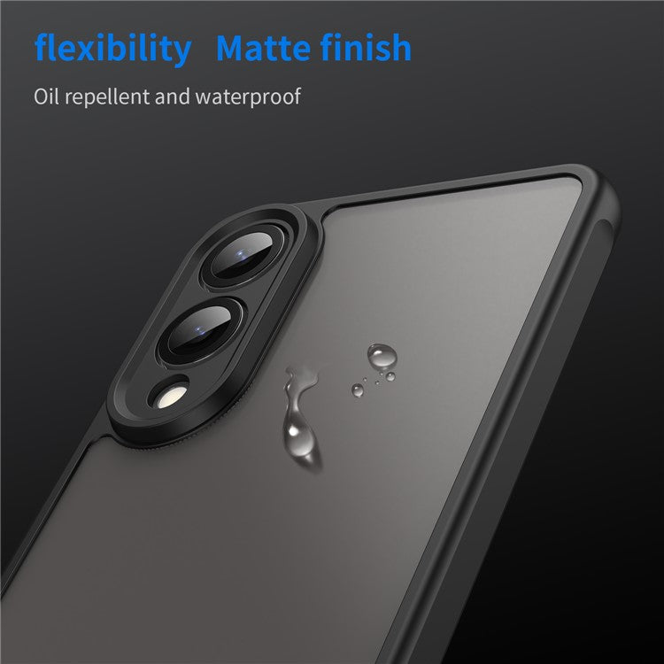 For Samsung Galaxy S25 Slim / S25 Edge Case Drop Proof Airbags Frosted Translucent PC + TPU Phone Back Cover - Black