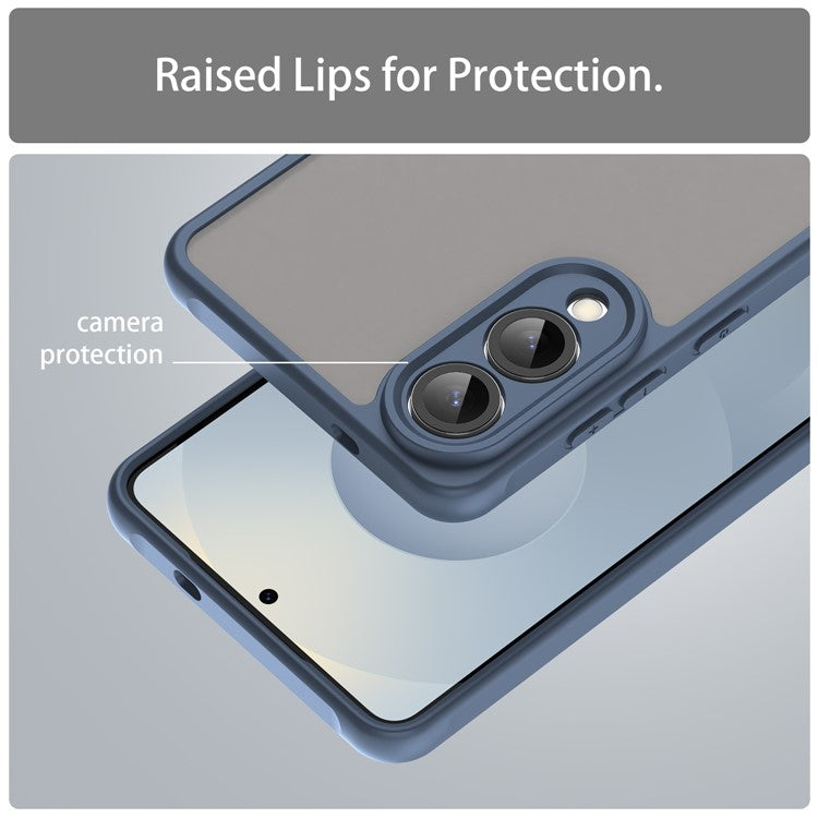 For Samsung Galaxy S25 Slim / S25 Edge Case Drop Proof Airbags Frosted Translucent PC + TPU Phone Back Cover - Blue
