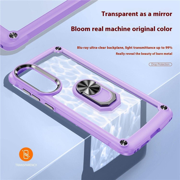 For Samsung Galaxy S25 Edge Case Alloy Lens Frame PC + TPU Kickstand Phone Back Cover - Purple