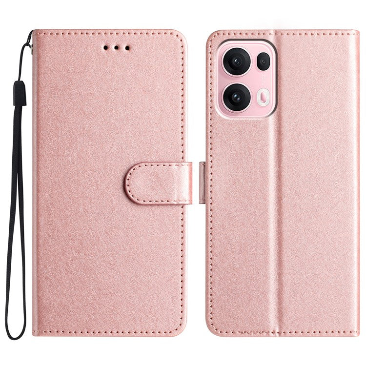 For Oppo Reno13 Pro 5G Wallet Case Leather Folio Phone Cover Magnetic Clasp - Rose Gold