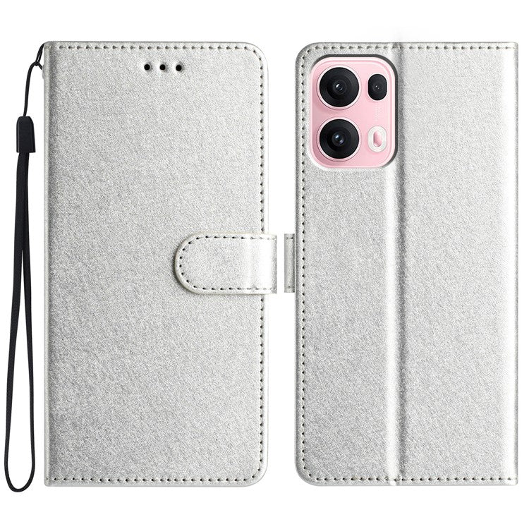 For Oppo Reno13 Pro 5G Wallet Case Leather Folio Phone Cover Magnetic Clasp - Silver