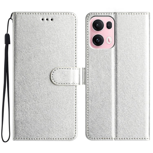 For Oppo Reno13 Pro 5G Wallet Case Leather Folio Phone Cover Magnetic Clasp - Silver