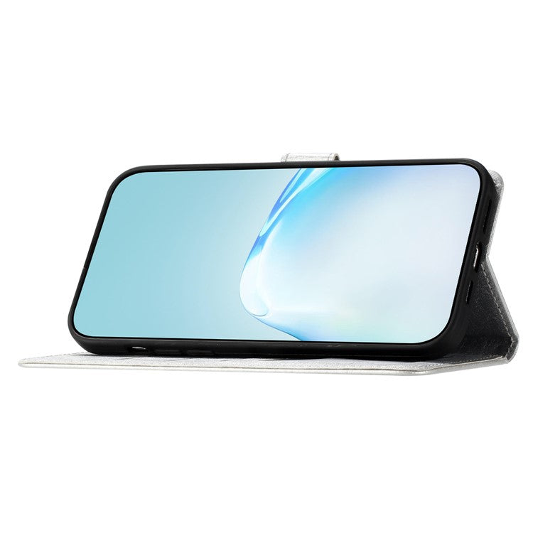 For Oppo Reno13 Pro 5G Wallet Case Leather Folio Phone Cover Magnetic Clasp - Silver