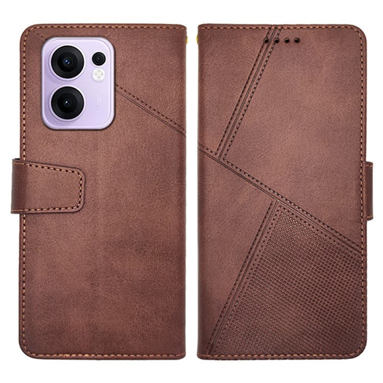 IDEWEI For Oppo Reno13 F 5G Case Leather Wallet Phone Cover Stand Calf Texture - Coffee