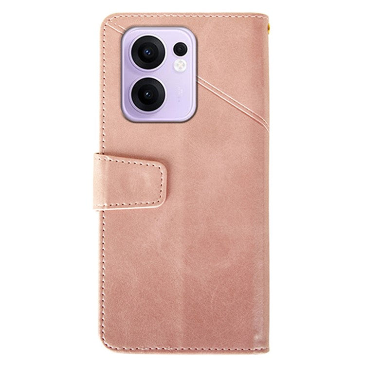 IDEWEI For Oppo Reno13 F 5G Case Leather Wallet Phone Cover Stand Calf Texture - Pink