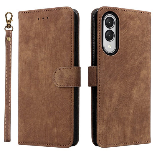 For Samsung Galaxy S25 Edge Case Wallet RFID Blocking PU Leather Cover Viewing Stand - Brown