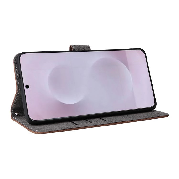 For Samsung Galaxy S25 Edge Case Wallet RFID Blocking PU Leather Cover Viewing Stand - Brown