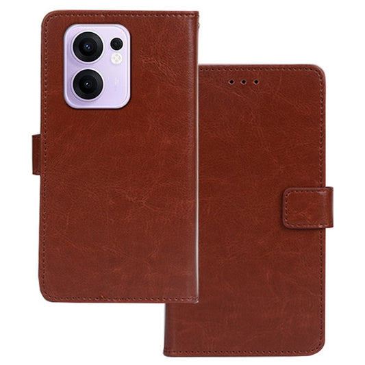 IDEWEI For Oppo Reno13 F 5G Case Wallet Leather Phone Cover Crazy Horse Texture - Brown
