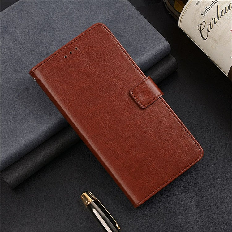 IDEWEI For Oppo Reno13 F 5G Case Wallet Leather Phone Cover Crazy Horse Texture - Brown