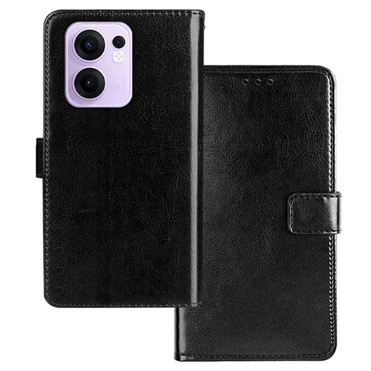 IDEWEI For Oppo Reno13 F 5G Case Wallet Leather Phone Cover Crazy Horse Texture - Black