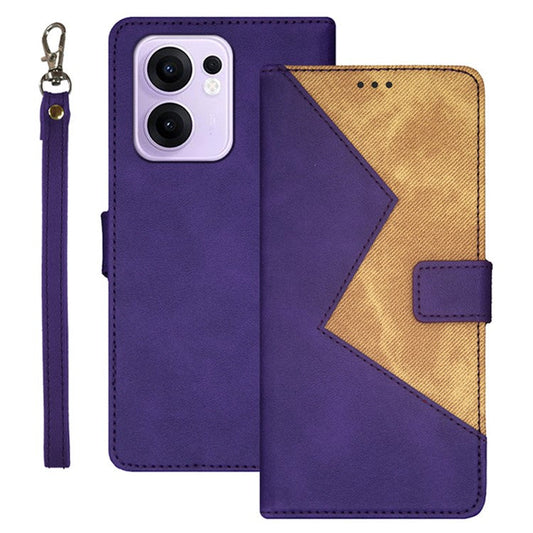 IDEWEI For Oppo Reno13 F 5G Case Card Slots Splicing Color Leather Phone Cover - Purple
