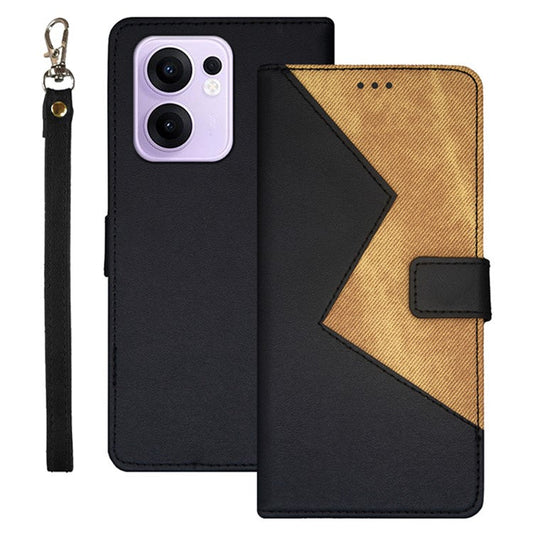 IDEWEI For Oppo Reno13 F 5G Case Card Slots Splicing Color Leather Phone Cover - Black