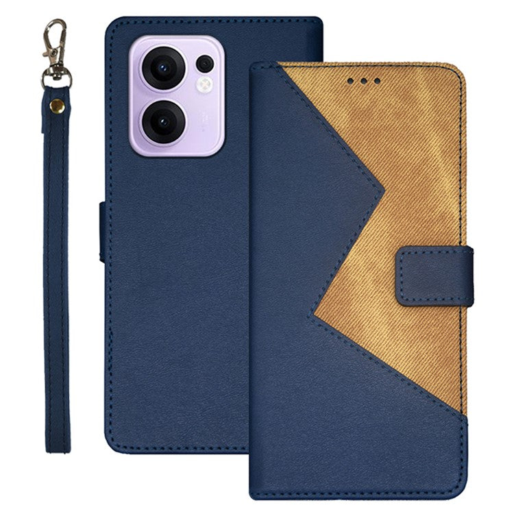 IDEWEI For Oppo Reno13 F 5G Case Card Slots Splicing Color Leather Phone Cover - Blue