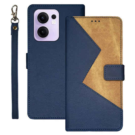 IDEWEI For Oppo Reno13 F 5G Case Card Slots Splicing Color Leather Phone Cover - Blue