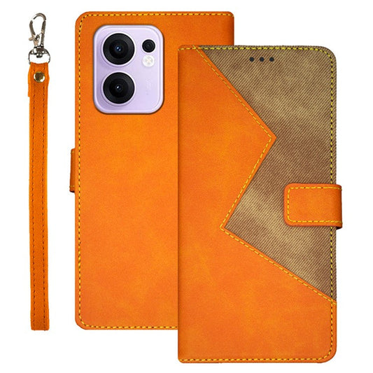 IDEWEI For Oppo Reno13 F 5G Case Card Slots Splicing Color Leather Phone Cover - Yellow