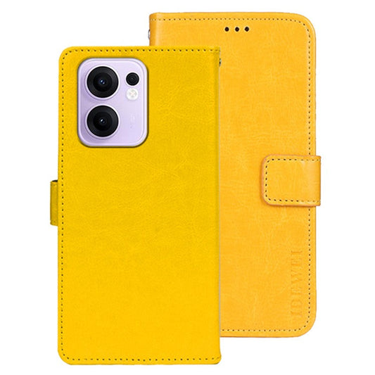 IDEWEI For Oppo Reno13 F 5G Stand Case Crazy Horse Texture Leather Phone Cover - Yellow