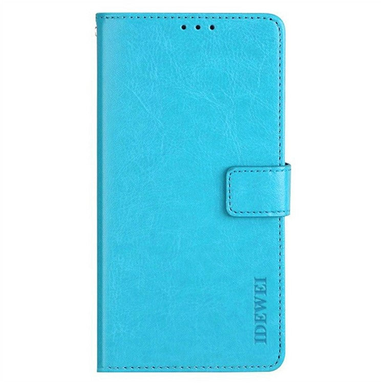 IDEWEI For Oppo Reno13 F 5G Stand Case Crazy Horse Texture Leather Phone Cover - Sky Blue
