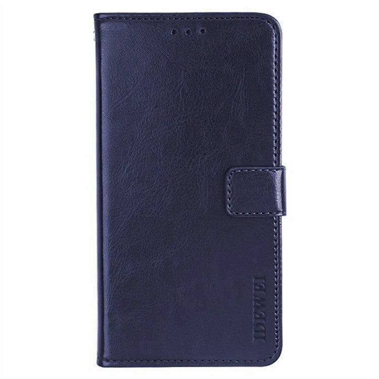 IDEWEI For Oppo Reno13 F 5G Stand Case Crazy Horse Texture Leather Phone Cover - Dark Blue