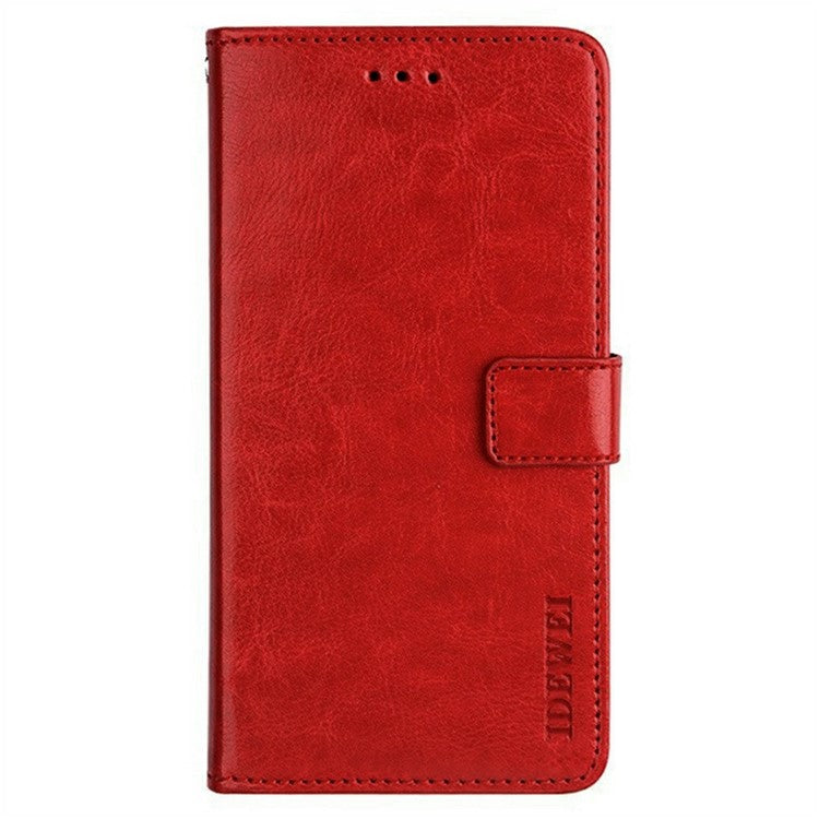 IDEWEI For Oppo Reno13 F 5G Stand Case Crazy Horse Texture Leather Phone Cover - Red