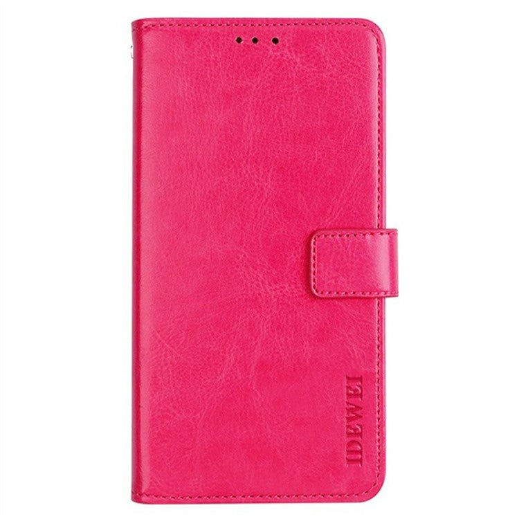 IDEWEI For Oppo Reno13 F 5G Stand Case Crazy Horse Texture Leather Phone Cover - Rose